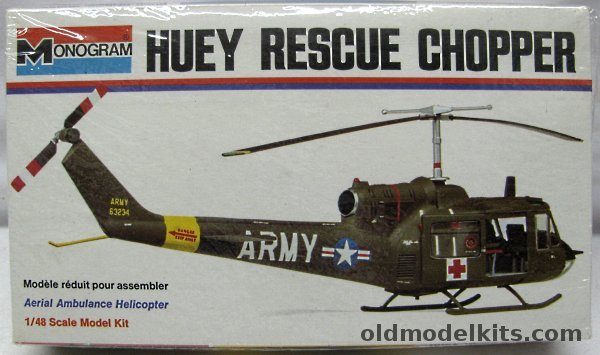Monogram 1/48 Bell UH-1B 'Huey' Iroquois Army Rescue Chopper, 6810 plastic model kit